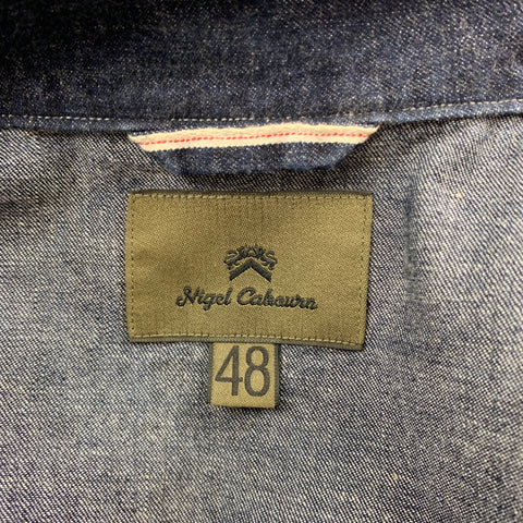 NIGEL CABOURN Size S Indigo Mixed Fabrics Denim Shirt Jacket Long Sleeve Shirt