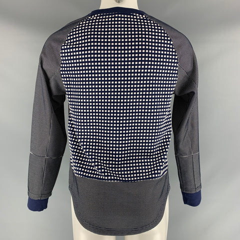 OPENING CEREMONY Size S Navy White Checkered Polyester Blend Crew-Neck Pullover