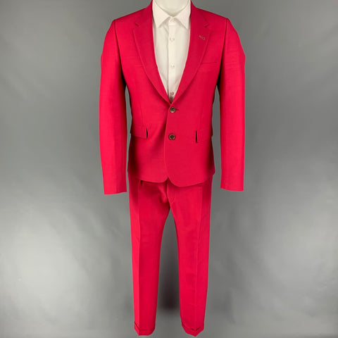 PAUL SMITH Talla 38 Traje de solapa de muesca de lana mohair rosa