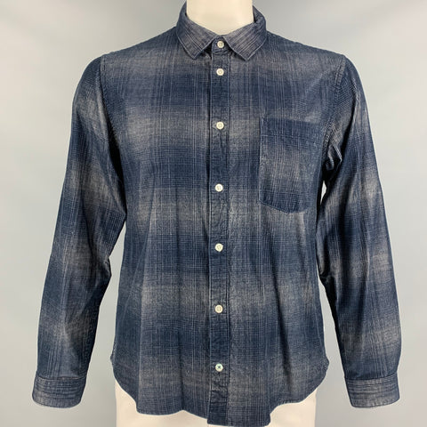 NN07 Size XXL Navy Stripe Cotton Button Down Long Sleeve Shirt
