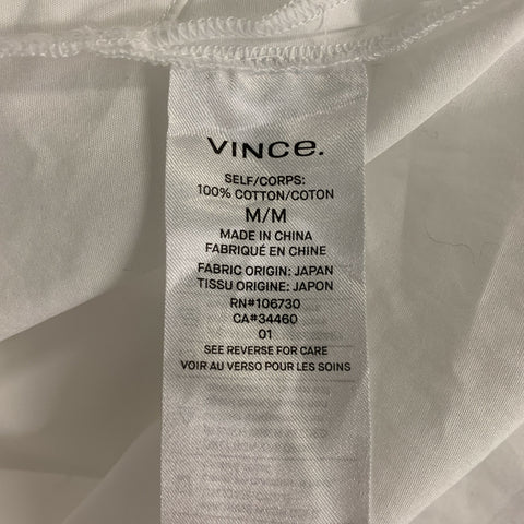 VINCE Vestido largo con tapeta lisa de algodón blanco talla M