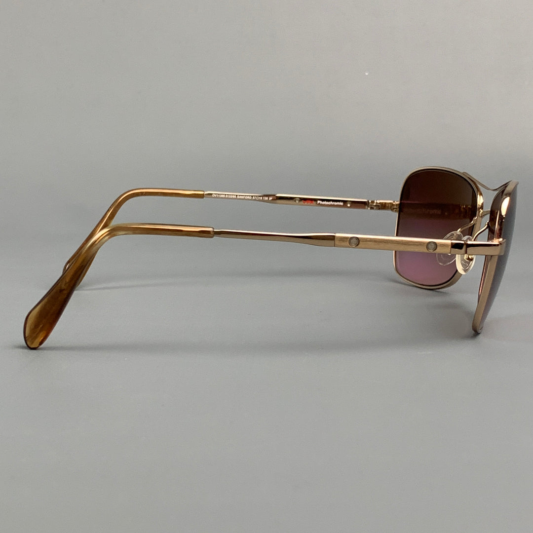 OLIVER PEOPLES Rose Gold Metal Sanford Sunglasses