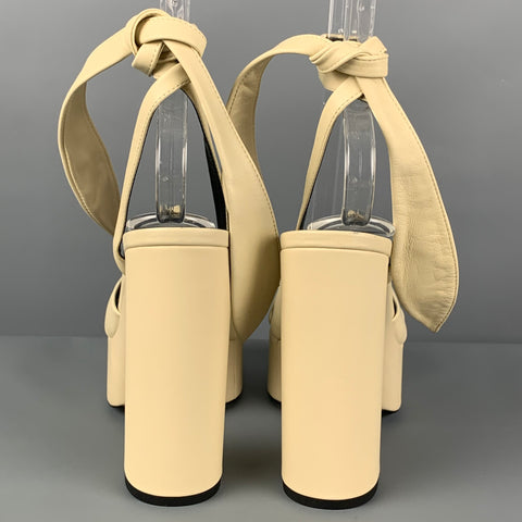 SAINT LAURENT Sandales à plateforme Bianca en cuir beige taille 7,5