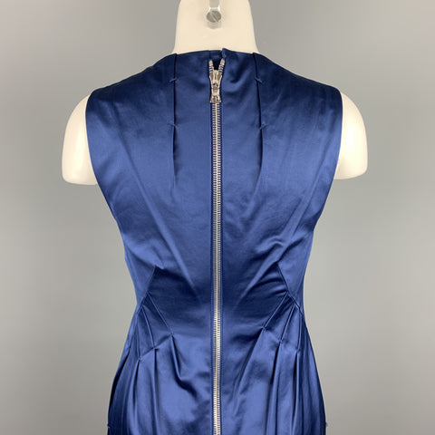 ROBERT RODRIGUEZ Size 2 Blue Cotton / Polyester V-Neck Sheath Cocktail Dress