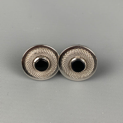 Boutons de manchette texturés VINTAGE argent noir