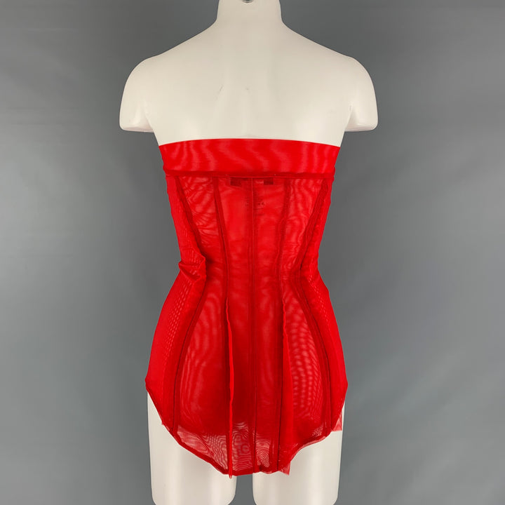 KATHRYN BOWEN Size 2 Red Nylon Spandex Mesh Bustier Dress Top