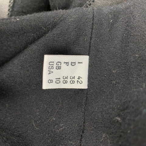 GAULTIER2 par Jean Paul Gaultier Taille 8 Robe droite en laine mélangée noire avec bordure en cuir
