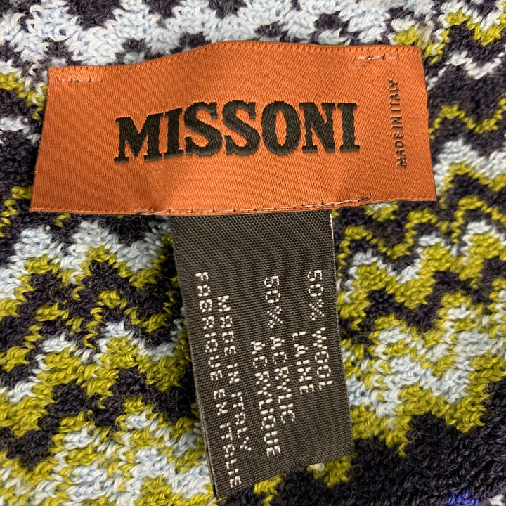 MISSONI Multi Color Zig Zag Wool Acrylic Knit Scarf