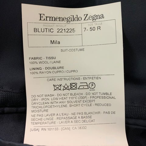 ERMENEGILDO ZEGNA Size 40 Navy Black Nailhead Wool Sport Coat