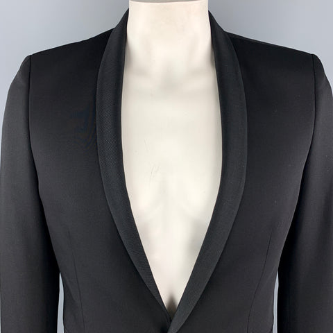 THE KOOPLES Size 40 Black Wool Shawl Collar Single Button Sport Coat
