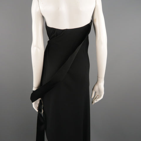 Vintage CHANEL Spring 1991 Size 6 / FR 38  Black Silk Bustier Ribbon Cocktail Dress