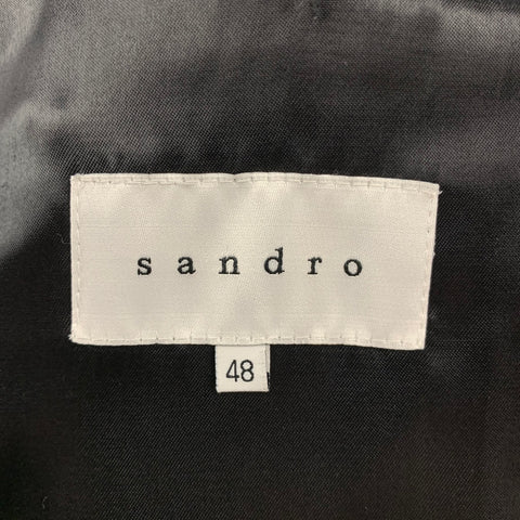 SANDRO Taille 38 Manteau de sport à col châle en laine bleu marine et noir