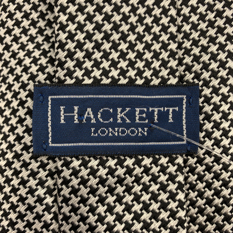 HACKETT LONDON Black & White Houndstooth Silk Tie