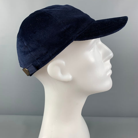 SAKS FIFTH AVENUE Navy Cotton Velvet Hat