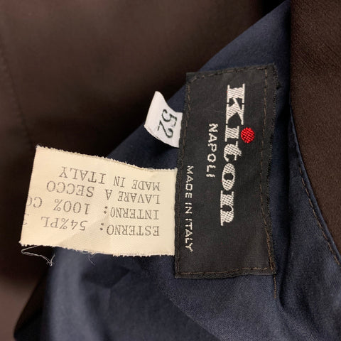 KITON Size 42 Brown Navy Reversible Cotton Blend Raglan Coat