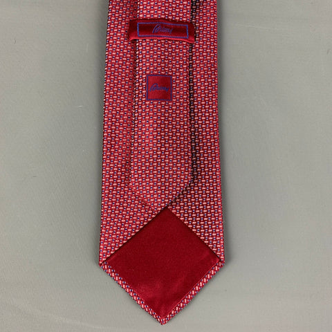 BRIONI Cravate en soie cloutée rouge et bleue
