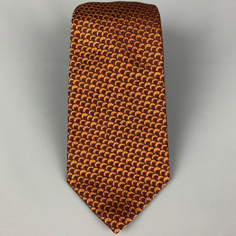 MASSIMO BIZZOCCHI Brown Copper Half Moon Silk Tie