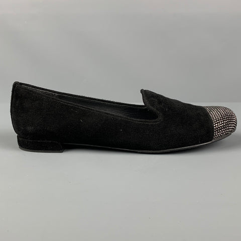 STUART WEITZMAN Talla 6.5 Mocasines planos de ante negro plateado
