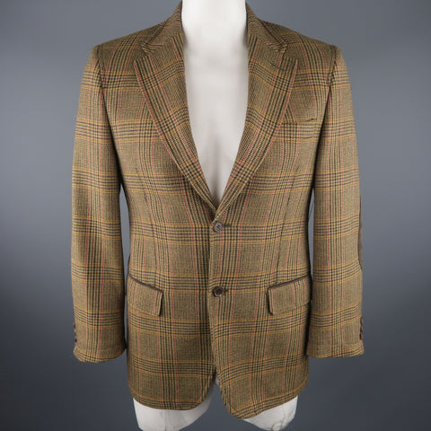 VALENTINO 40 Regular Olive Plaid Wool Sport Coat