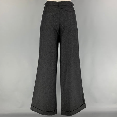 Vintage JEAN PAUL GAULTIER Size 8 Grey Virgin Wool Wide Leg Pants