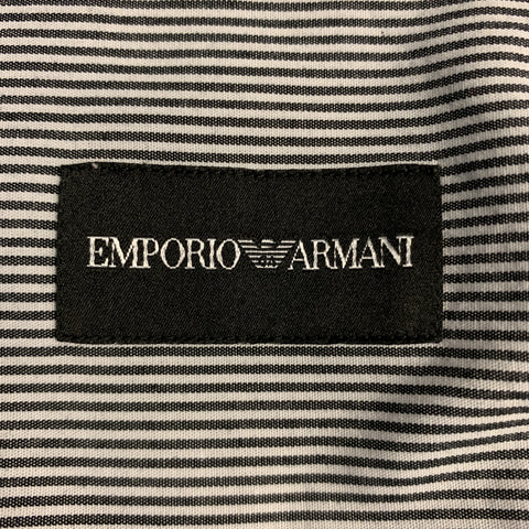 EMPORIO ARMANI Taille M Stripe Noir et Blanc Coton Boutonné Chemise à manches longues