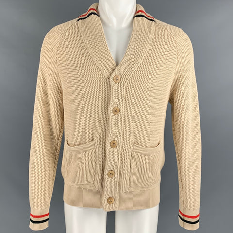 BALLANTYNE Size M Beige Knit Cotton V-Neck Cardigan