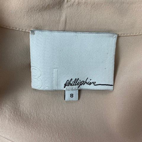 3.1 PHILLIP LIM Taille 8 Blouse beige en soie et élasthanne à patte longue