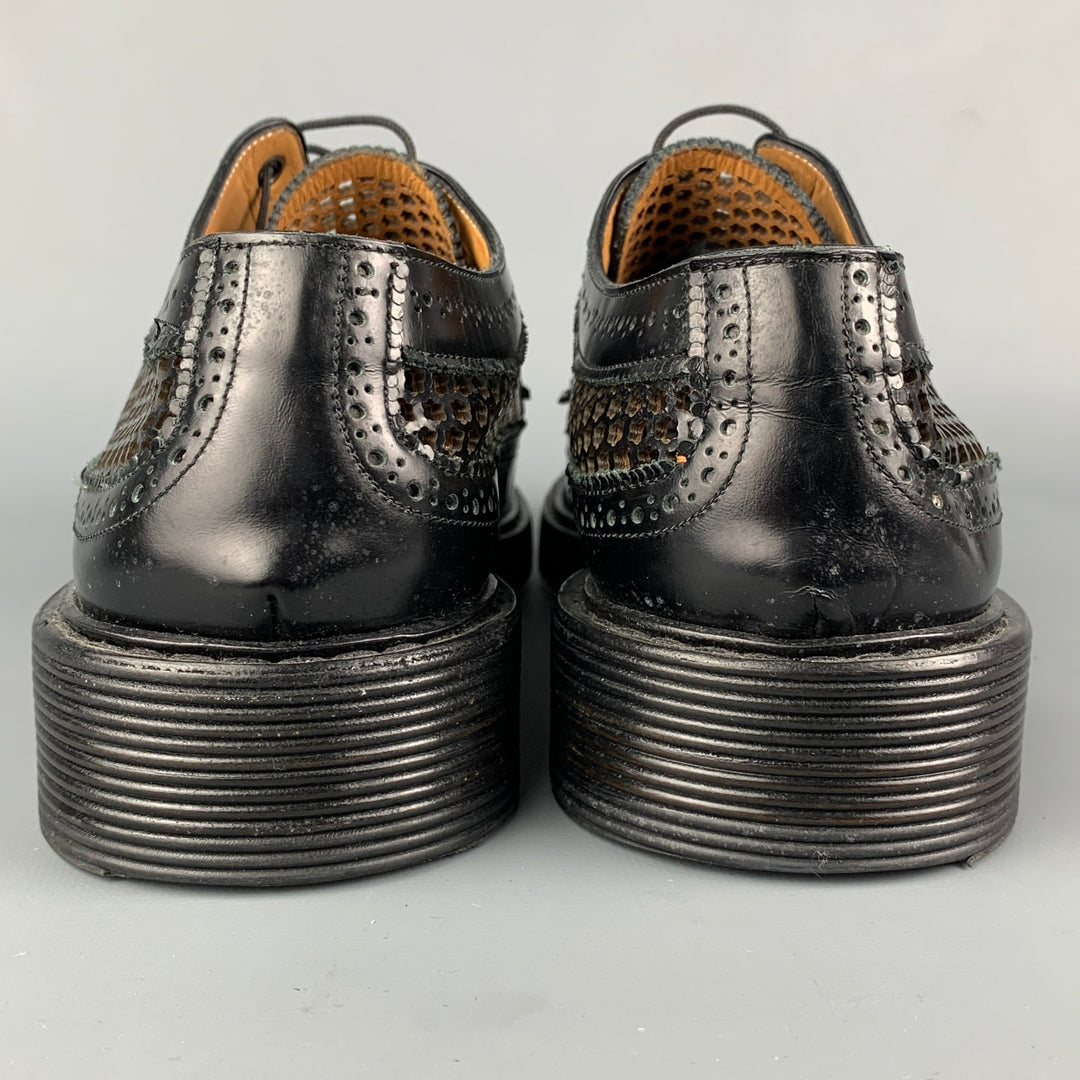 MARC JACOBS Size 10 Black Perforated Leather Wingtip Lace Up Shoes