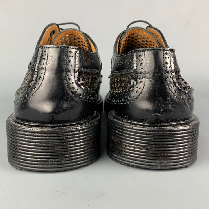 MARC JACOBS Size 10 Black Perforated Leather Wingtip Lace Up Shoes