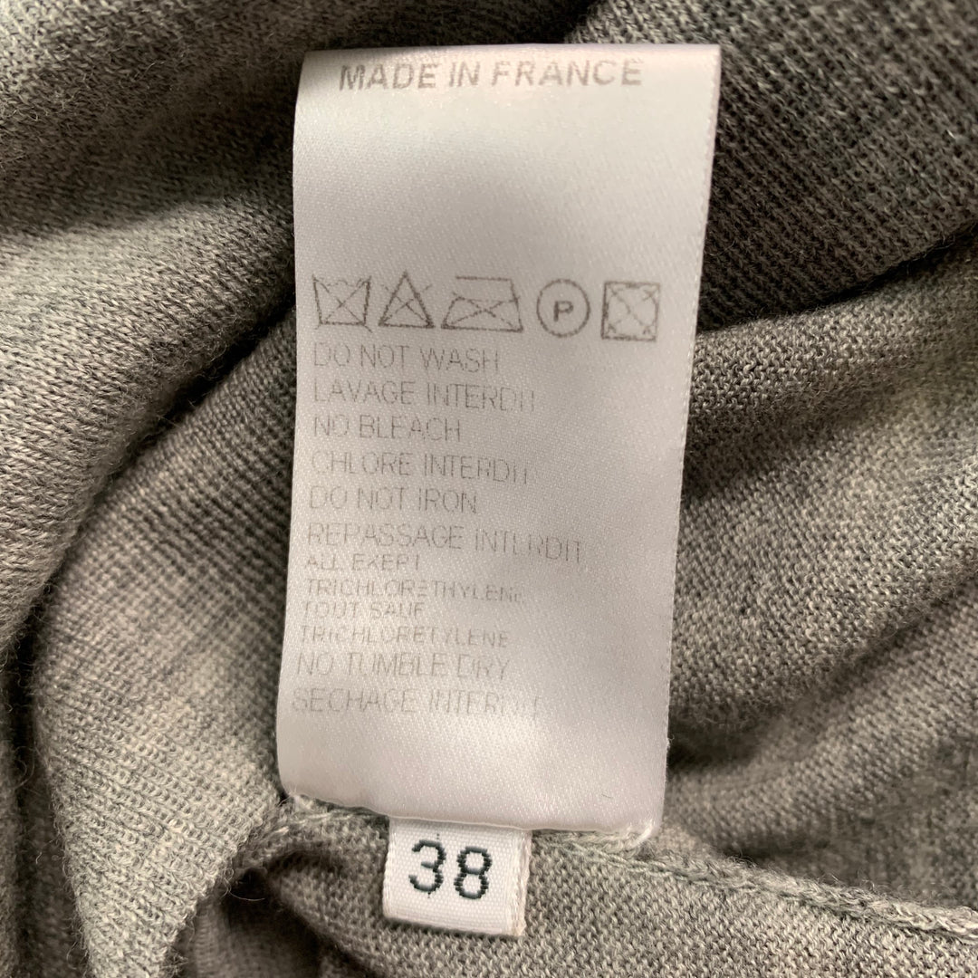 BALMAIN Size 6 Grey Wool Chain V-Neck Dress