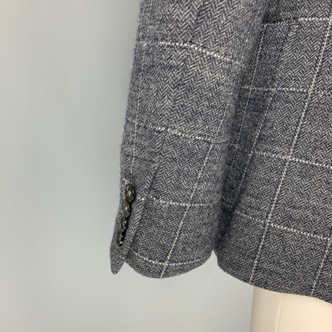 PORTS 1961 Size S Grey & Cream Window Pane Wool Blend Double Breasted Jacket