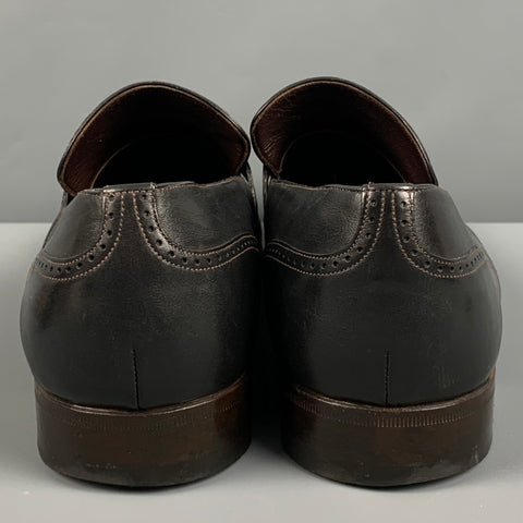 GUCCI Size 13.5 Black Perforated Leather Loafers