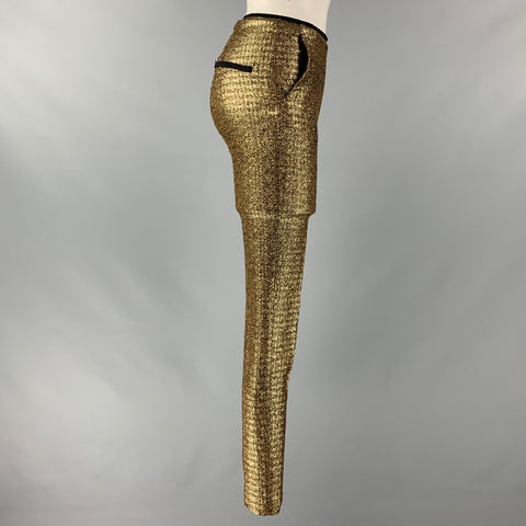 DOROTHEE SCHUMACHER Size XS Gold Black Polyester Wool Metallic Dress Pants