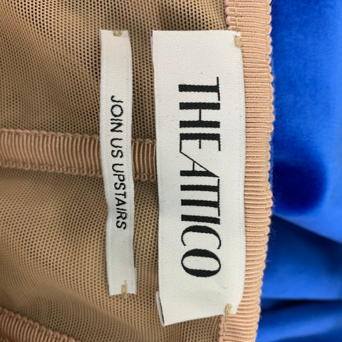 THE ATTICO Royal Blue Velour Cotton &  Elastane Ruffled Size 4 Cocktail Dress