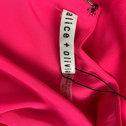 ALICE + OLIVIA Taille 10 Robe trapèze en polyester rose Lurex