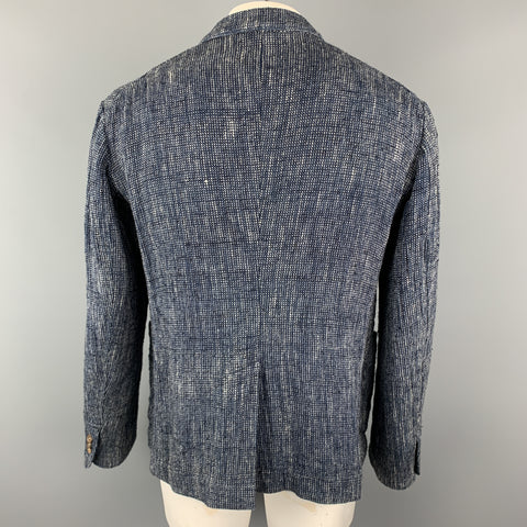 45rpm Size L Navy Woven Cotton / Linen Notch Lapel Sport Coat