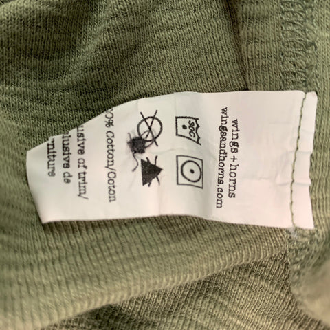 WINGS + HORNS Size L Olive Textured Cotton Henley T-shirt