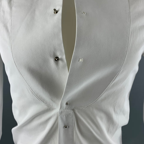 GIVENCHY Camisa de manga larga de esmoquin de algodón liso blanco talla S