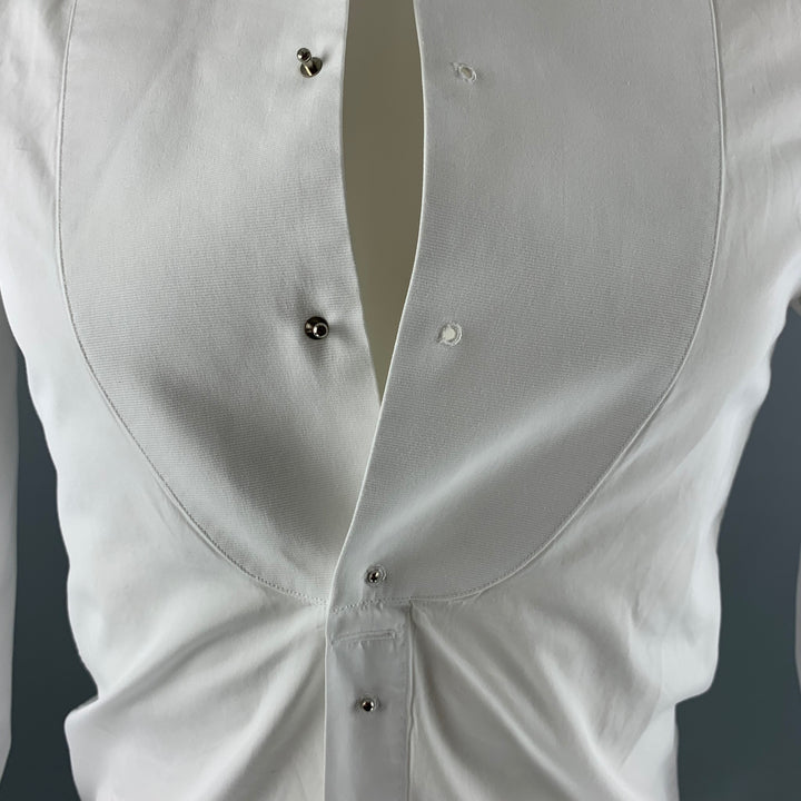 GIVENCHY Size S White Solid Cotton Tuxedo Long Sleeve Shirt