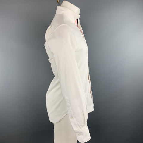 THOM BROWNE Taille S Chemise à manches longues boutonnée en velours côtelé uni blanc