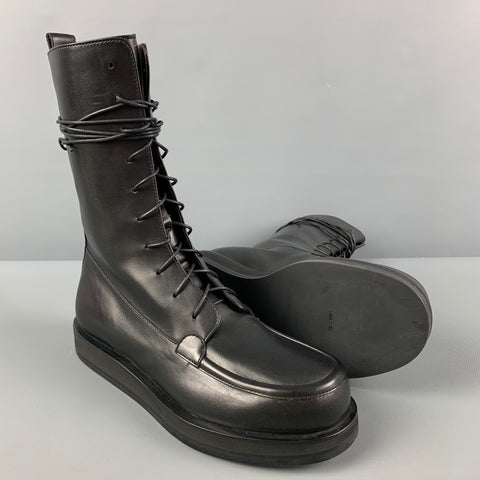 THE ROW Size 7.5 Black Leather Lace Up Boots