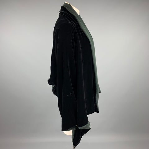 JEAN PAUL GAULTIER Talla 10 Chaqueta con frente abierto de manga de ala de rayón / seda negra