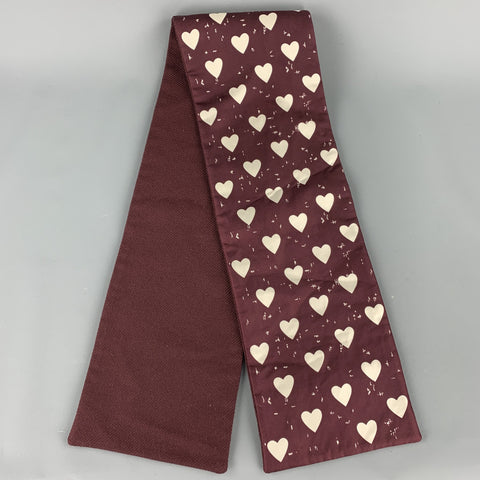 BURBERRY PRORSUM F/W 2013 Burgundy Print Silk / Wool Scarf