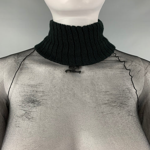 COURREGES Size XS Black Polyamide See Through Mock Neck Dress Top