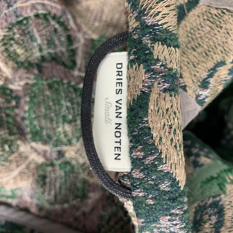 DRIES VAN NOTEN Taille S Manteau ouvert texturé en laine mélangée vert beige