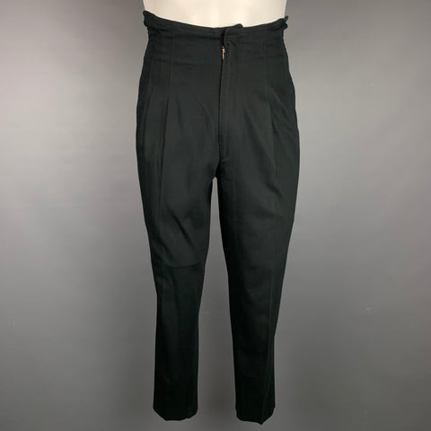 Vintage MATSUDA Size S Black Wool Blend High Waisted Dress Pants