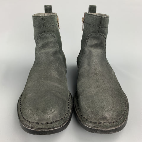 DKNY Size 8 Black Nubuck Zip Up Boots