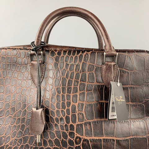 PAUL SMITH The British Collection Brown Embossed Leather Laptop Bag Bags