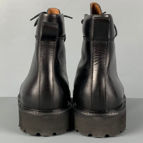 BARNEY'S NEW YORK Size 10 Black Leather Lace Up Combat Boots