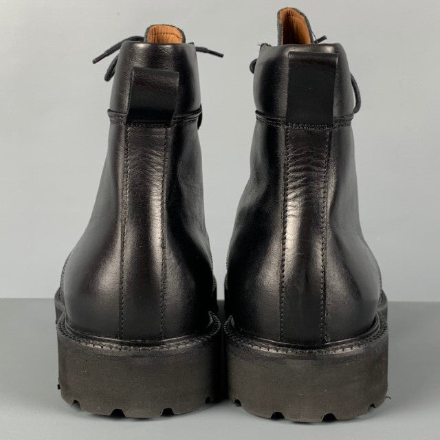 BARNEY'S NEW YORK Size 10 Black Leather Lace Up Combat Boots